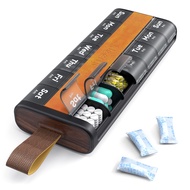 Portable Pill Organizer 7 Day Medicine Case AM PM Tablet Storage Box with Carry Handle