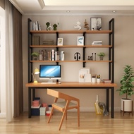 Loft Wood Double LY 5 Solid Desk Bookshelf Combination Home Office Long Study Computer Table