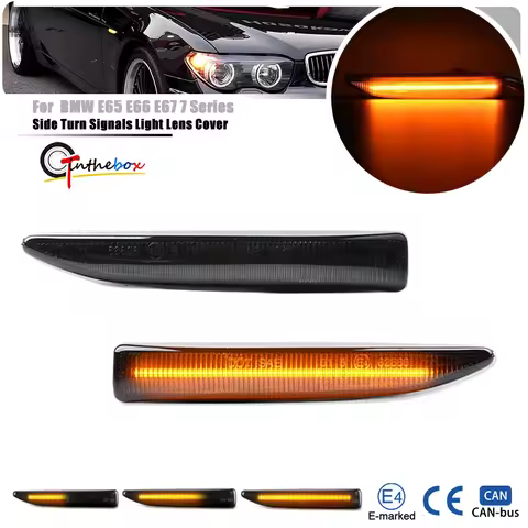 2Pcs Amber Dynamic Sequential Blink LED Side Marker Light For BMW 7 Series E65 E66 E67 E68 745i 750i
