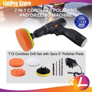 Portable Polisher and Drilling Machine 2 In 1 Cordless Polishing Driller M10 5 Inches Variable Speed