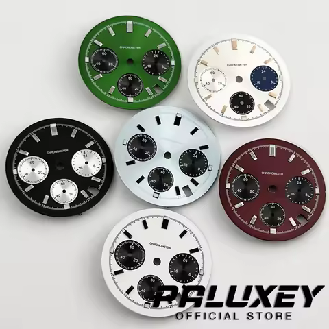 VK63 30mm Watch Dial Luminous Index Modified Black/Blue/White Watch Face Multi-function Watch Dial f