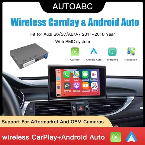 AUTOABC 2025 New Wireless CarPlay Android Auto for Audi A6 S6 C7 A7 2011-2018 with AirPlay Mirror Li