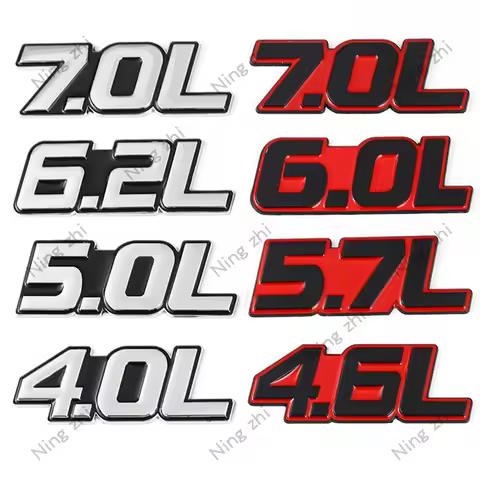 3D Metal 4.0L 4.6L 4.7L 5.0L 5.7L 6.0L 6.2L 6.4L 7.0L Car Sticker Rear Trunk Emblem Badge Decals for