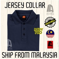 Jersi Navy Pro Collar Short Sleeve Oren Sport Baju Jersey Tshirt Lengan Pendek Biru Quick Dry Fit Me