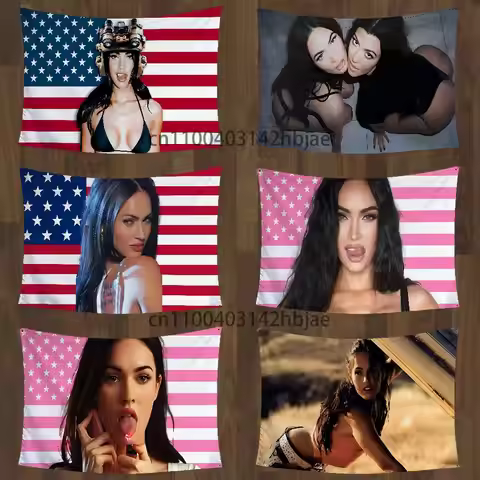 M-Megan F-Fox Flag Tapestry Banner For Bedroom Outdoor Living Room Restaurant Bar Wall Decor Party