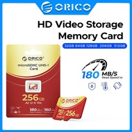 ORICO 256GB Micro SD microSDXC R/W Up to180MB/s Full HD and 4K UHD C10, U3, V30, 4K, A2 for Camera D