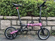 粉紅色 風行 FNHON 1402 二代 FGA 1403 鋁合金車架 外3速 14吋 折叠車 送叮叮水架前後蛙燈