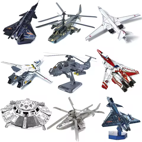 3D Metal Puzzle Air Force J-20 J-10B Fighter KA-50 RAH-66 VF-1S DIY Handmade Assembly Model Jigsaw P