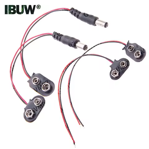 9Volt Lead Socket Plug Buckle Connection 15cm 9V Battery Connector Snap Clip Power Adapter T-type I-