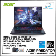 Acer Predator Helios Neo 16 PHN16-72-52PC i5 14500HX 8gb ram 512 SSD 16" WUXGA RTX 4050 MS