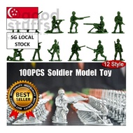 [SG FREE 🚚] 100pcs/lot 3.5cm High Mini Soldier Model WW2 Plastic Soldier Army Men Figures Sandbox Ga
