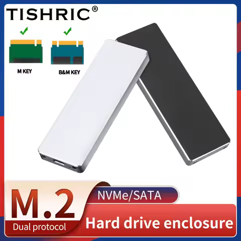TISHRIC Support Dual Protocol M2 NVME NGFF SATA SSD Aluminum Alloy External Hd Case NVME SSD to USB 