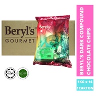 Beryls Chocolate DARK Compound Chip 1kg x 16Pkt 1 CARTON / Coklat Beryl's Gourmet/Baking/ Halal Mala
