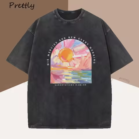 Christian T Shirt His Mercies Are New Every Morning Bible Verse T-Shirt Religious Jesus Tee Shirt Co