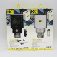 HP TRAVEL CHARGER TC 3.A H&K HK-TCD10 QUICK CHARGER 2USB VOOC 10.5W + 18W + FLAT TYPE C CABLE