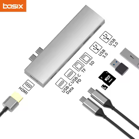 Basix USB C Hub USB For MacBook Pro/Air M1 M2 2021 2020 2019 2018 Thunderbolt 3 PD USB 3.0 SD TF Car