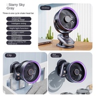Wireless Auto Rotate Fan Small Portable Circulation Fan Strong Wind 10000mAh Battery USB With Light