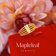 916 Gold Ring Original Malaysia Ladies Open Heart-Shaped Golden Adjustable Gift Jewelry Birthday Eng