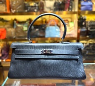 90%新 Hermes Shoulder Kelly 黑色皮銀扣上膊袋