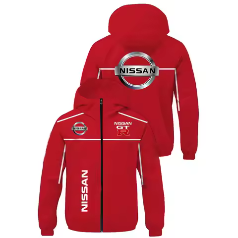 2025 new Nissan logo 3D printed motorcycle jacket, outdoor windproof jacket, autumn men's Nissan hoo
