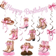 Hiasan Parti Hari Lahir Cowgirl: Hiasan Hari Lahir Cowgirl dengan Hiasan Boots dan Reben Cowgirl unt