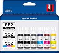 552 Ink Bottles 6 Pack ET-8550 ET-8500 Replacement for 552 Ink Refill Bottle Work for Photo ET 8550 