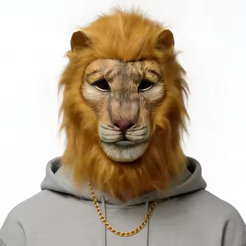 Lion Mask Cosplay Animal Beast White Lion Latex Helmet Carnival Dress Up Halloween Party Costumes Pr