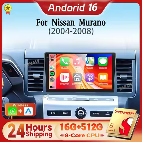 Snapdragon Android 16 Carplay Auto Car Radio Multimedia Player For NISSAN MURANO Z50 2004 - 2008 DSP