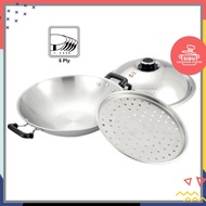 泰国斑马牌 Zebra Thailand 38cm 5Ply Wok w/Lid & Steamer Plate