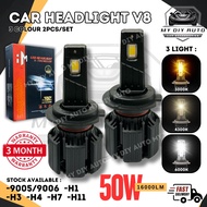 2PCS V8 16000LM 3Color LED Car Headlight Auto LED Head light Head Lamp Bulb H4 H1 H7 H8 H9 H11 H16