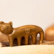 Islandoffer島嶼製作 綠檀木貓型無柄經絡梳 可愛造型 (一件)