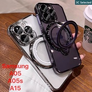 Casing Samsung A55 A35 A25 A15 A05s A05 4G 5G Angle-adjustable Stand Glass Lens Film Protect Shockpr