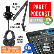 PAKET PODCAST 4 ORANG MIXER YAMAHA MG10XU RECORDING TECH X1