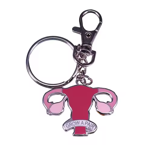 Grow A Pair Ovaries Feminist Keychain Women Uterus Keyring