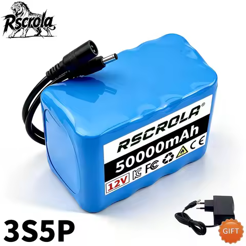 12V 10Ah-100Ah 3S5P 18650 Li-ion Battery Pack Built-in BMS + Free Charger Deep Cycle Replace Lead Ac