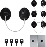 Anglekai 4 Pack Refrigerator Lock, No-Drill Fridge Lock with Password, Child Proof Refrigerator Door Lock Refrigerator Adhesive Lock, Safety Freezer Door Lock Mini Cabinet Locks with Combination