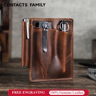 CONTACTS FAMILY Genuine Leather EDC Waist Holster Coffee Belt Pouch  Tool Organizer Flashlight Holde