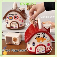 GSWLTT House Piggy Bank, Portable To Save Money Box, Large Capacity With Key Lock Saving Money Box