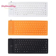 STABLESELLING Silicone Keyboard, 85 Keys Black/Orange/White USB Wired Keyboard, Portable Silent Keys