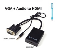 Cáp chuyển đổi VGA sang HDMI Có Audio Tặng đèn led cắm cổng USB