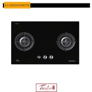 [ TURBO ] T772GV-BK 77cm 2 Burner Built-in Glass Hob Turbo Incanto, PUB/LPG Gas Type