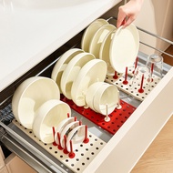 [in stock] Kitchen Storage Rack Bowl Plate Organizer Drawer Non-Slip Divider Bowl Plate Storage Drai