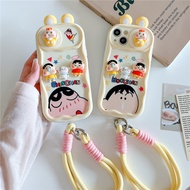 Suitable for Apple 17promax Phone Case iphone16 Three-Dimensional Dumb Doll 15 Lanyard Silicone Cute