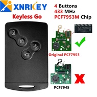 XNRKEY 4B Smart Card Car Key PCF7953/4A Chip 433Mhz for Renault Clio