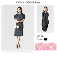 FIONA women's office dress with loose shape, polka dot skirt, high-end design, round neck, youthful 