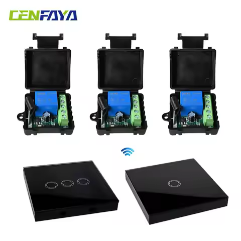 CENFAYA 6V 9V 12V 24V Wireless Smart Home Switch RF Relay Receiver Module 433Mhz Touch Remote Contro