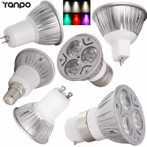 High Power Lamp 3W LED SpotLight Bulb E26/27 E14 E12 GU10 B22 MR16 DC 12V Purple/Warm White/Red/Gree