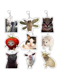 Rambling Goat Huh Cat Meme Keychain Confused Cat Memes Cat Screaming With Paws On Its Head Cute Gift