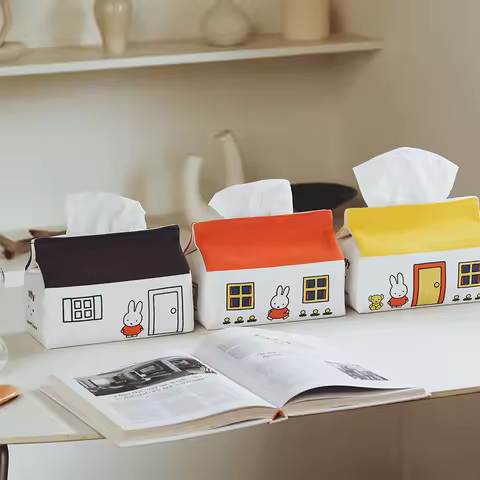 Kawaii Miffy Boris Cute Creative House Shape Tissue Box Office Home Living Room Car Paper Box Gifts