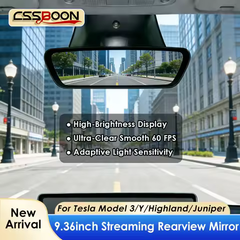 Electronic Streaming Rearview Mirror 9.36" Dash Camera 2K 1080P Dual Lens Front Rear Record for Tesl